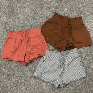 a new day mid-Waist Shorts Brown, striped and coral-orange
